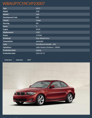 Illustration for article titled I'm trying to kill the last hour or so of work, so I googled the VIN for my 128i